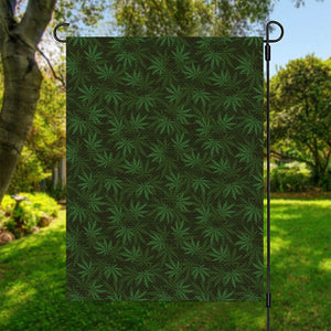 Forest Green Cannabis Leaf Print Garden Flag