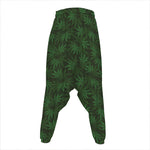 Forest Green Cannabis Leaf Print Hammer Pants