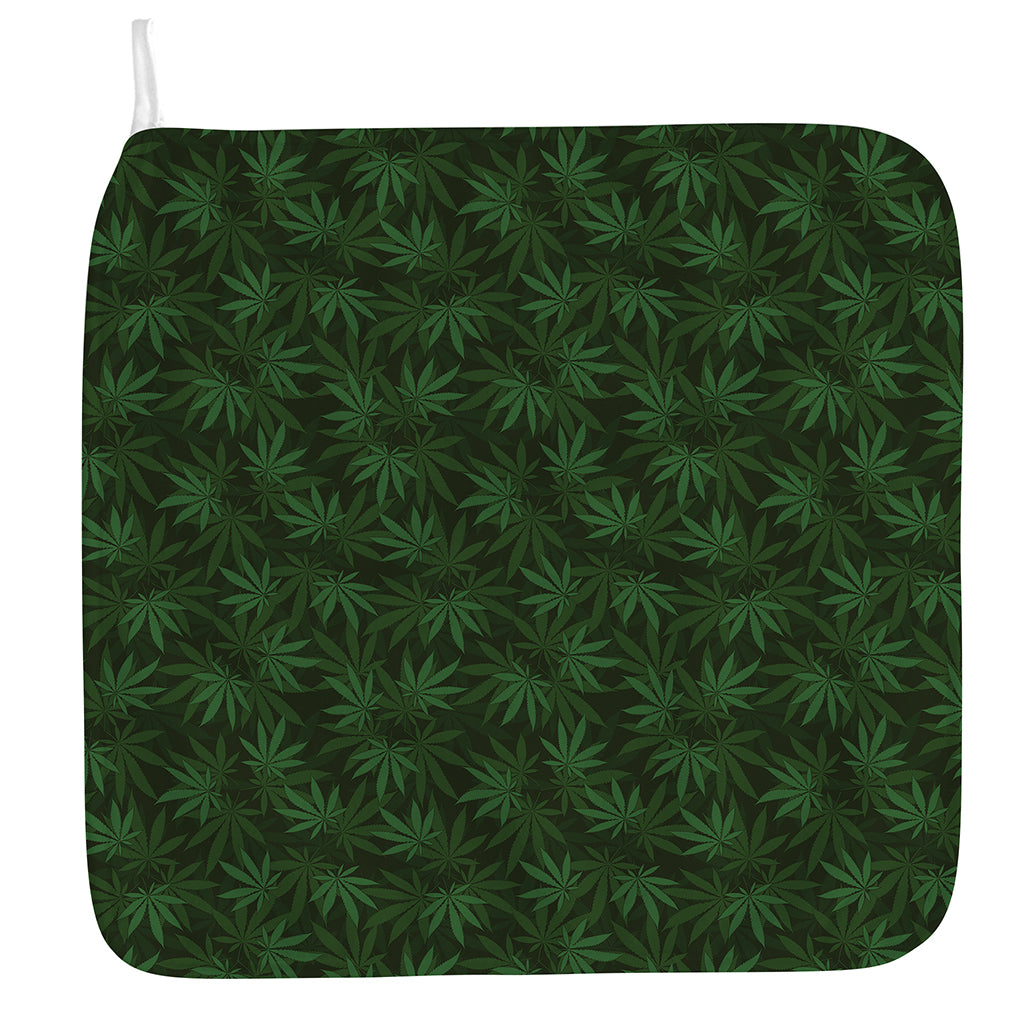 Forest Green Cannabis Leaf Print Hand Towel