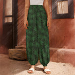 Forest Green Cannabis Leaf Print Harem Pants