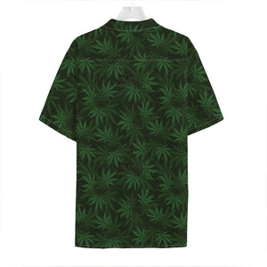 Forest Green Cannabis Leaf Print Hawaiian Shirt