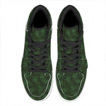 Forest Green Cannabis Leaf Print High Top Leather Sneakers