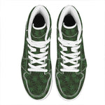Forest Green Cannabis Leaf Print High Top Leather Sneakers