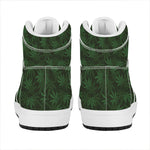 Forest Green Cannabis Leaf Print High Top Leather Sneakers