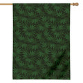 Forest Green Cannabis Leaf Print House Flag