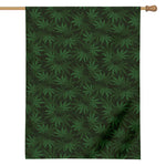 Forest Green Cannabis Leaf Print House Flag