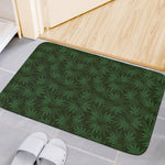 Forest Green Cannabis Leaf Print Indoor Door Mat