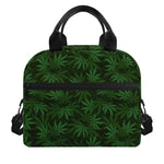 Forest Green Cannabis Leaf Print Insulated Lunch Bag
