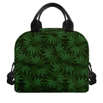 Forest Green Cannabis Leaf Print Insulated Lunch Bag