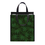 Forest Green Cannabis Leaf Print Insulated Lunch Tote