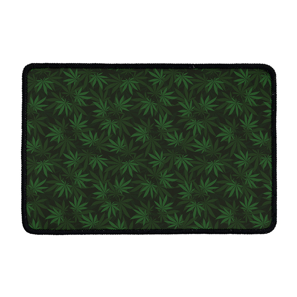 Forest Green Cannabis Leaf Print Kitchen Mat