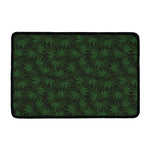 Forest Green Cannabis Leaf Print Kitchen Mat