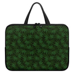 Forest Green Cannabis Leaf Print Laptop Sleeve With Handle
