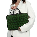 Forest Green Cannabis Leaf Print Laptop Sleeve With Handle