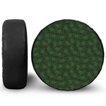 Forest Green Cannabis Leaf Print Leather Spare Tire Cover