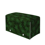 Forest Green Cannabis Leaf Print Leather Tissue Box Cover