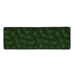 Forest Green Cannabis Leaf Print Long Kitchen Mat