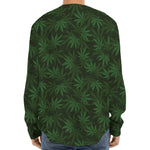 Forest Green Cannabis Leaf Print Long Sleeve Baseball Jersey