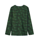 Forest Green Cannabis Leaf Print Long Sleeve Short Coat