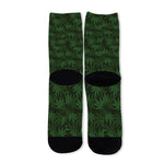 Forest Green Cannabis Leaf Print Long Socks