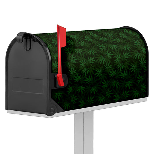 Forest Green Cannabis Leaf Print Mailbox Cover