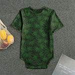 Forest Green Cannabis Leaf Print Men's Bodysuit