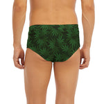 Forest Green Cannabis Leaf Print Men's Briefs