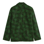 Forest Green Cannabis Leaf Print Men's Cotton Blazer