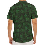 Forest Green Cannabis Leaf Print Men's Deep V-Neck Shirt