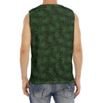 Forest Green Cannabis Leaf Print Men's Fitness Tank Top