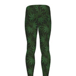 Forest Green Cannabis Leaf Print Men's leggings