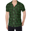 Forest Green Cannabis Leaf Print Men's Shirt