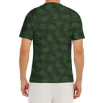 Forest Green Cannabis Leaf Print Men's Short Sleeve Rash Guard