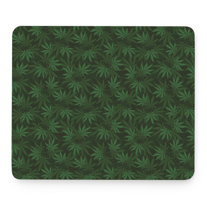Forest Green Cannabis Leaf Print Mouse Pad