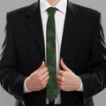 Forest Green Cannabis Leaf Print Necktie