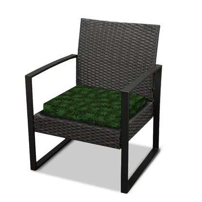 Forest Green Cannabis Leaf Print Outdoor Seat Cushion Cover