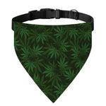 Forest Green Cannabis Leaf Print Over The Collar Dog Bandana