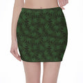 Forest Green Cannabis Leaf Print Pencil Mini Skirt