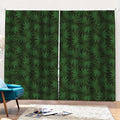 Forest Green Cannabis Leaf Print Pencil Pleat Curtains