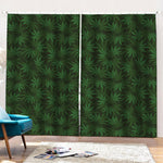 Forest Green Cannabis Leaf Print Pencil Pleat Curtains