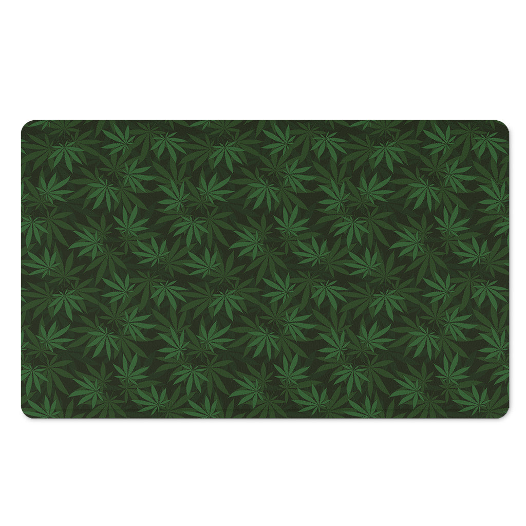 Forest Green Cannabis Leaf Print Polyester Doormat