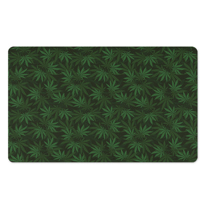 Forest Green Cannabis Leaf Print Polyester Doormat