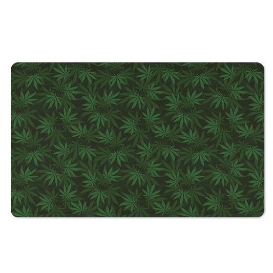 Forest Green Cannabis Leaf Print Polyester Doormat
