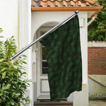 Forest Green Cannabis Leaf Print Polyester Flag