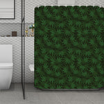 Forest Green Cannabis Leaf Print Polyester Shower Curtain