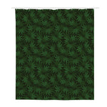 Forest Green Cannabis Leaf Print Polyester Shower Curtain