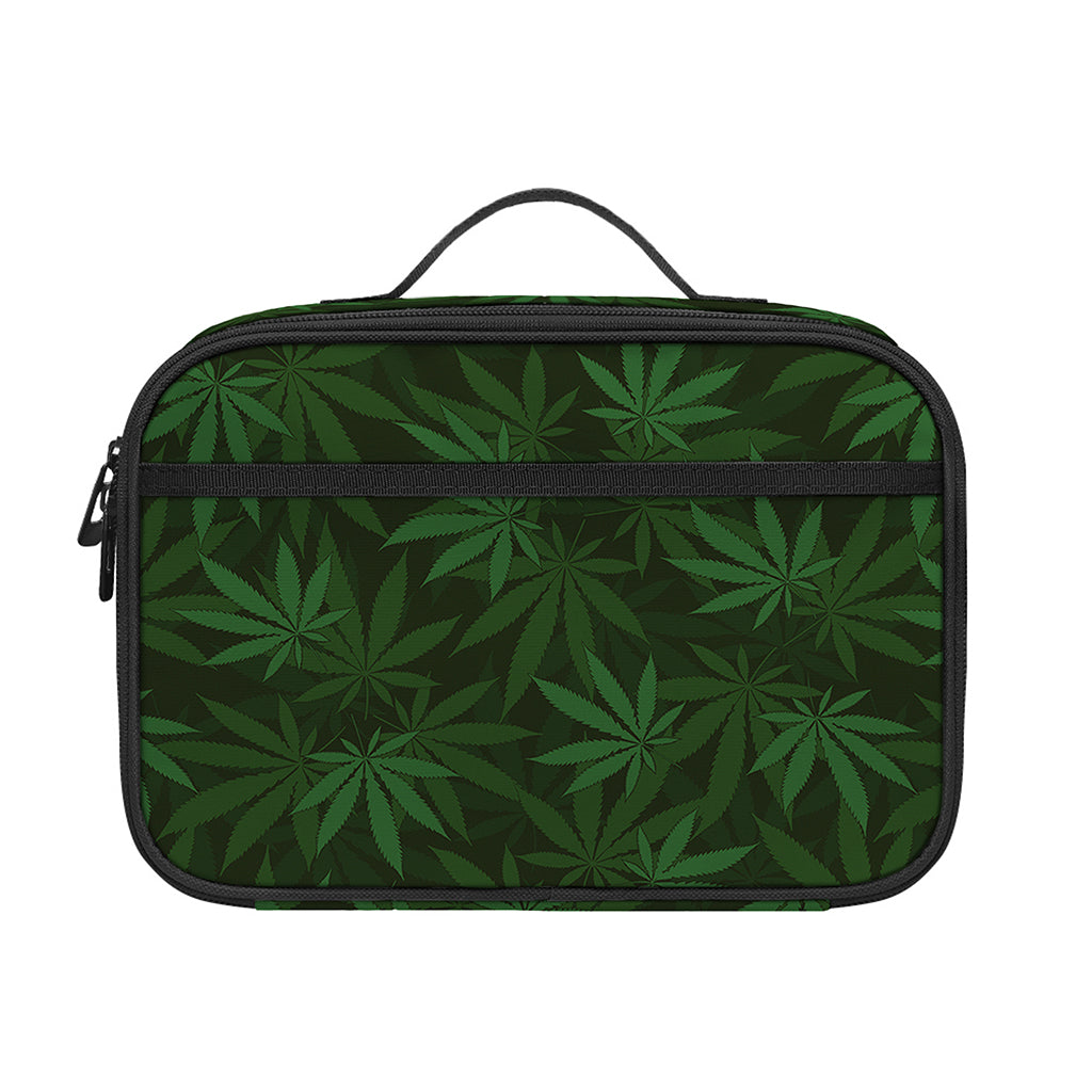 Forest Green Cannabis Leaf Print Portable Lunch Bag