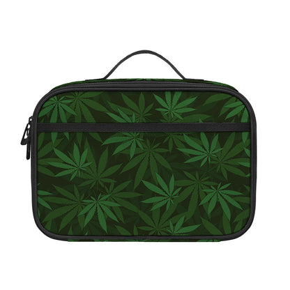Forest Green Cannabis Leaf Print Portable Lunch Bag