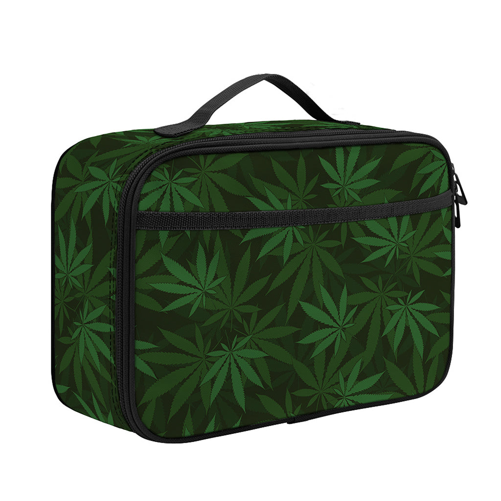 Forest Green Cannabis Leaf Print Portable Lunch Bag