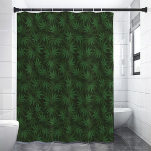 Forest Green Cannabis Leaf Print Premium Shower Curtain